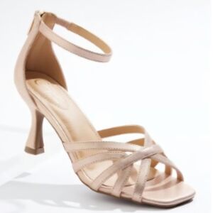 Elegant Comfort Rose Gold Shimmery Strappy Heels NEW